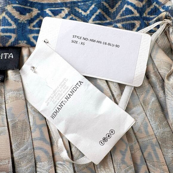 NWT Anthropologie Hemant & Nandita Pleated Beaded Midi Skirt Size XS - Picture 10 of 14